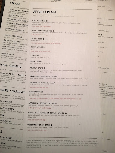Cactus Club Café Restaurant Menu