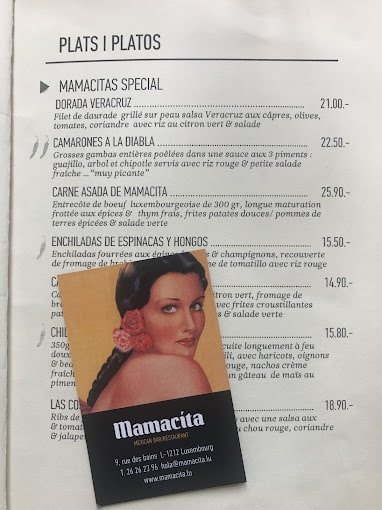 Restaurant Mamacita Restaurant Menu - Luxembourg