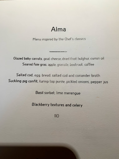 Alma Restaurant Menu