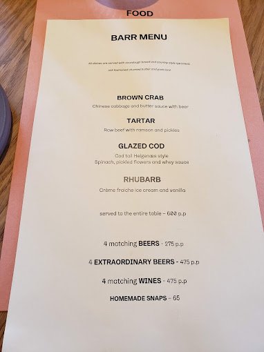 Restaurant Barr Menu - Copenhagen