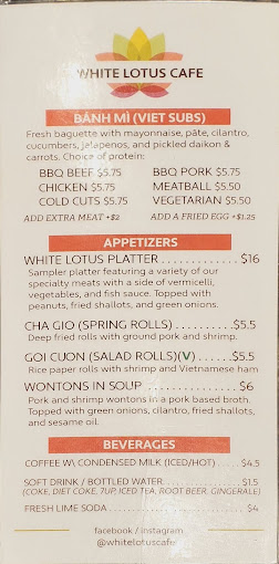 White Lotus Cafe Restaurant Menu