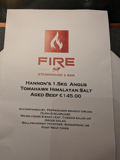 FIRE Steakhouse Restaurant & Bar Dublin