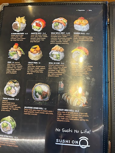 Sushi On Burnaby Restaurant Menu