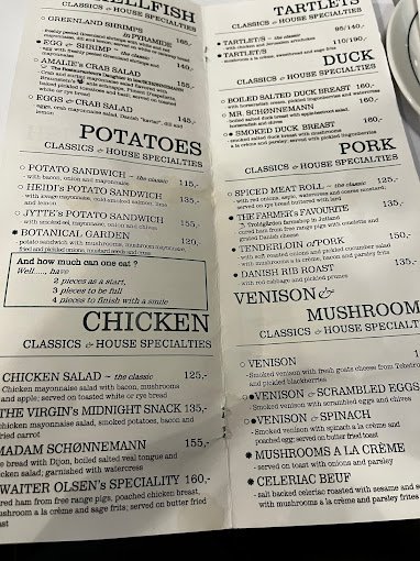 Schønnemann Restaurant Menu - Copenhagen