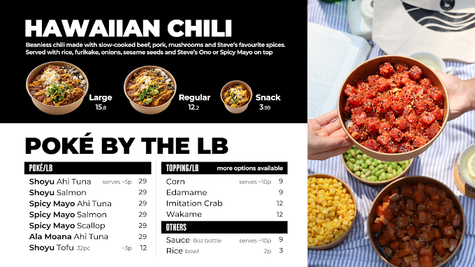 Steve's Poké Bar Menu