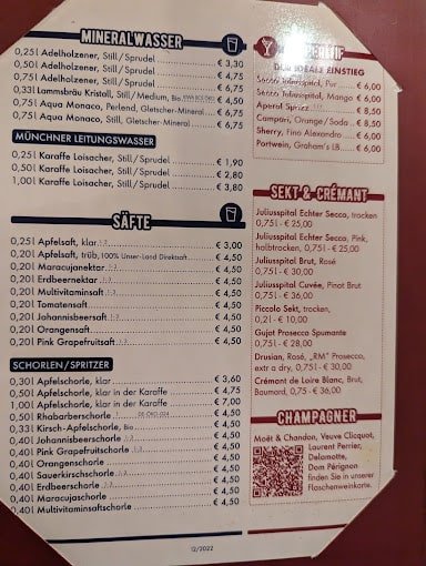 Ratskeller Munich Restaurant Menu