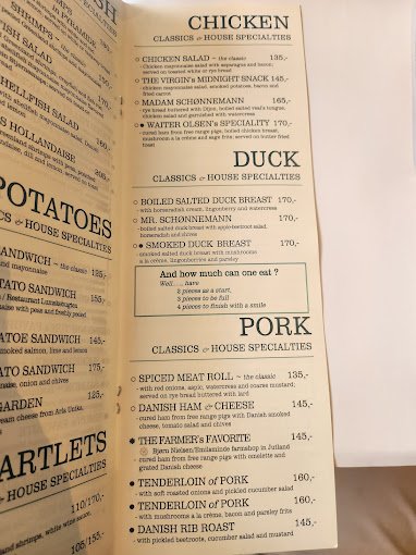 Schønnemann Restaurant Menu - Copenhagen