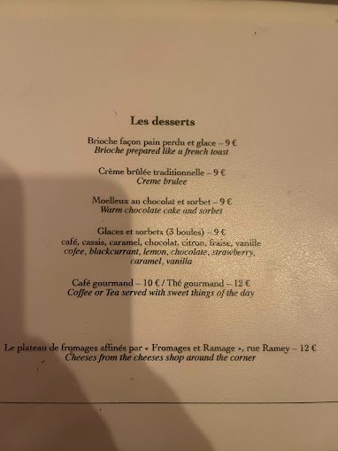 Sacrée Fleur Restaurant Menu