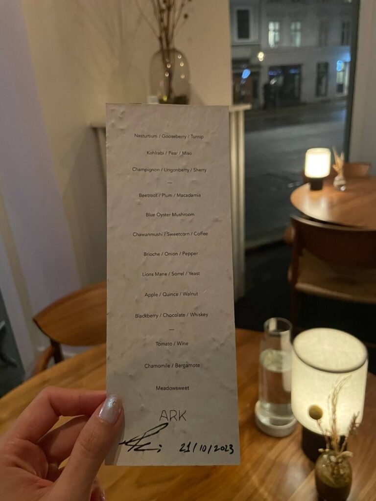 ARK Restaurant Menu - Copenhagen