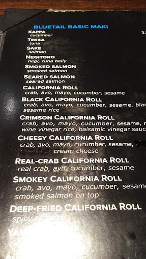 Bluetail Sushi Restaurant Menu - Kelowna