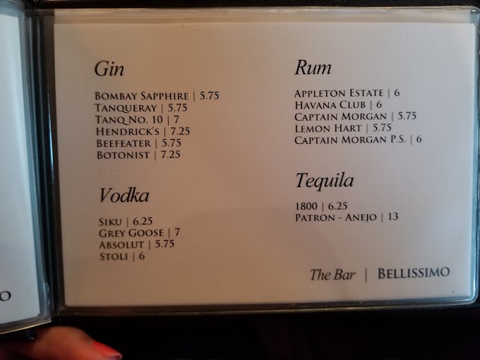 Bellissimo Restaurant Menu - Winnipeg