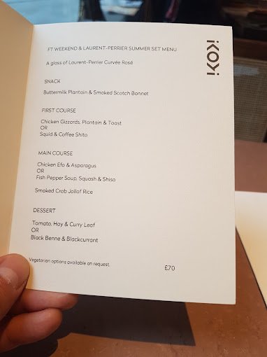 Ikoyi Restaurant Menu