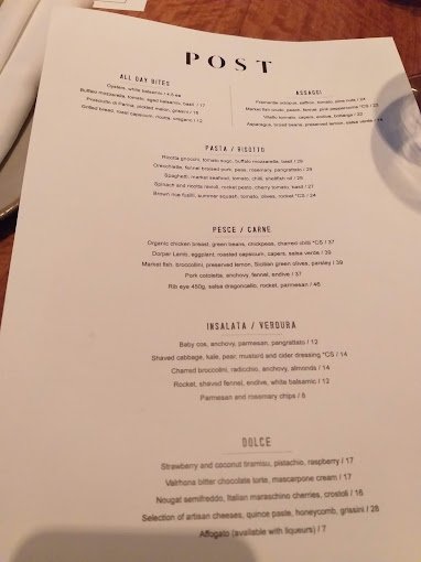 Post Restaurant Menu