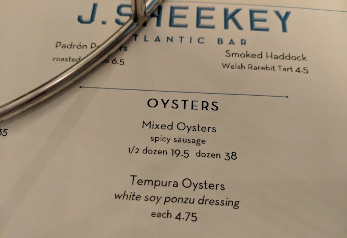 J Sheekey Restaurant Menu