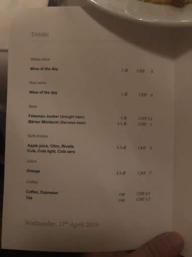 Kornhauskeller Restaurant & Bar Menu