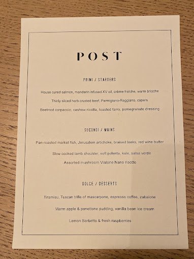 Post Restaurant Menu