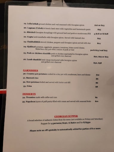 Saperavi Restaurant Menu - Winnipeg