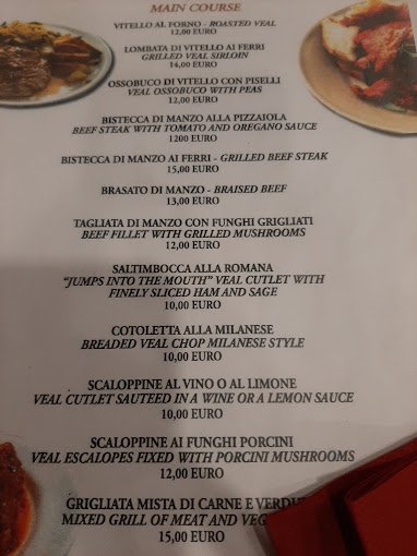 La Forchetta d´Oro Restaurant Menu