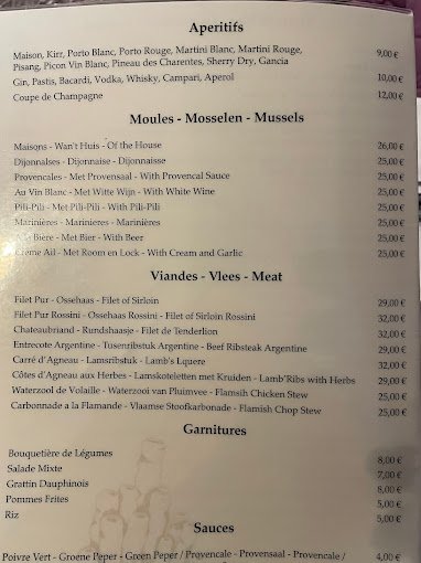 The Lobster House Menu - Brussels