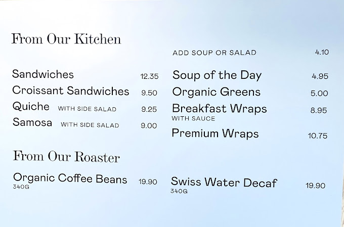 Trees Organic Coffee University Dr Restaurant Menu