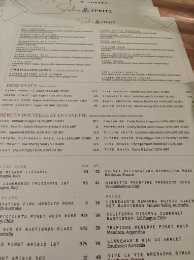 Sophia & Spritz Restaurant Menu