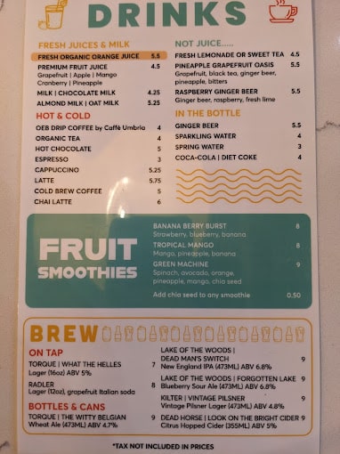 OEB Breakfast Co. Restaurant Menu