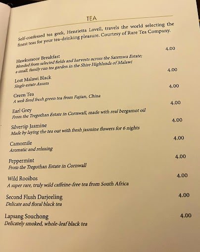 Hawksmoor Air Street Restaurant Menu