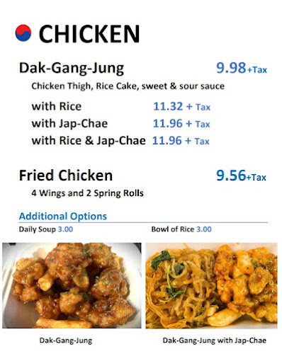 Kim's Koreans Food Menu