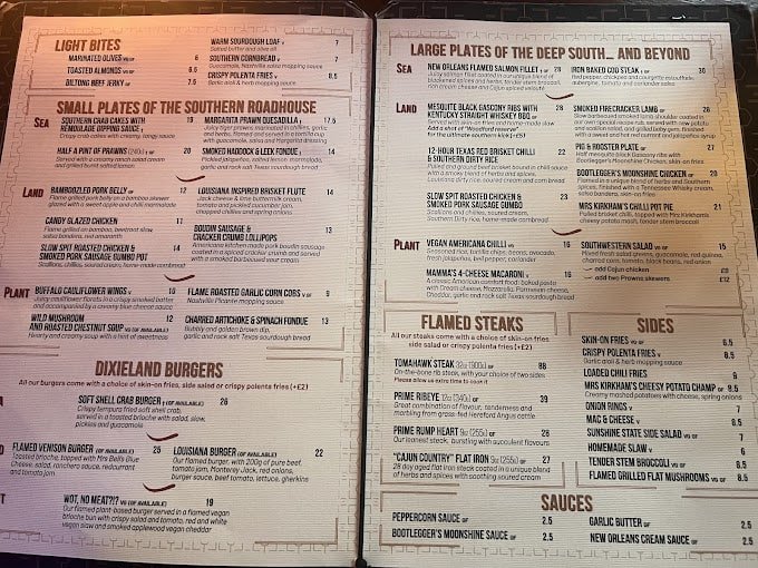 Americana London Restaurant Menu