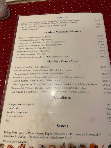 The Lobster House Menu - Brussels