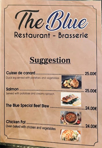 The blue Restaurant Menu - Brussels