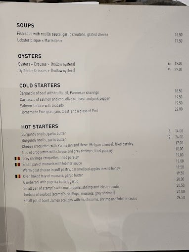 Le Marmiton Restaurant Menu - Brussels