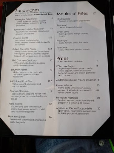 Inferno's Bistro Restaurant Menu