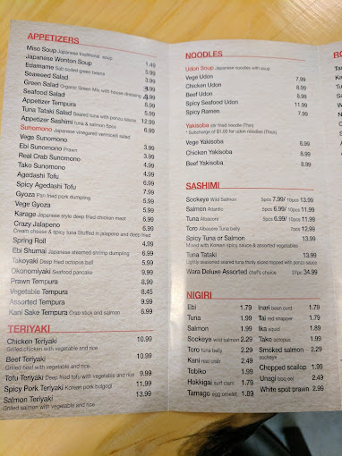 Sushi Waa Restaurant Menu