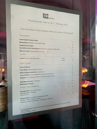 Kornhauskeller Restaurant & Bar Menu