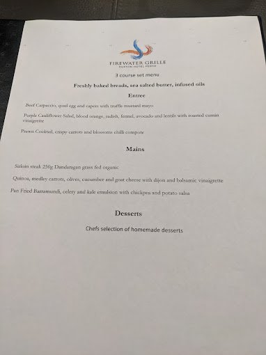 Firewater Grille Restaurant Menu - Perth