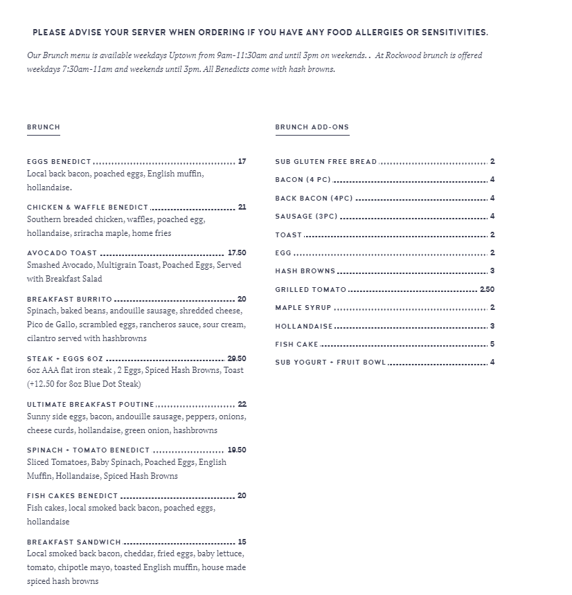 Britt's Pub and Eatery Uptown Menu