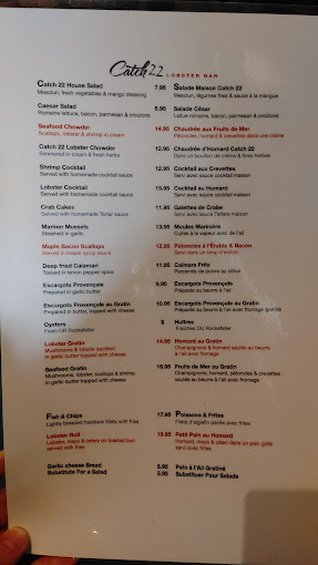 Catch22 Lobster Bar Restaurant Menu