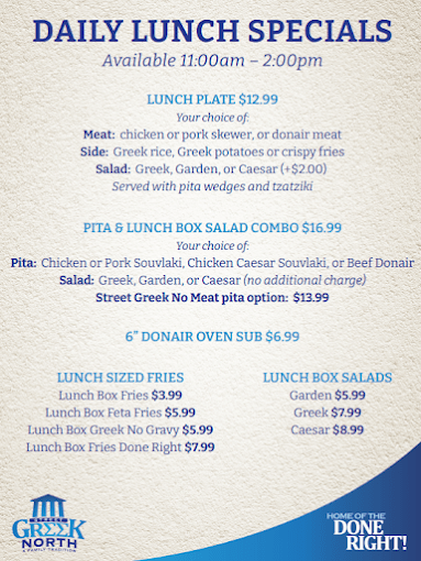 Street Greek North Restaurant Menu