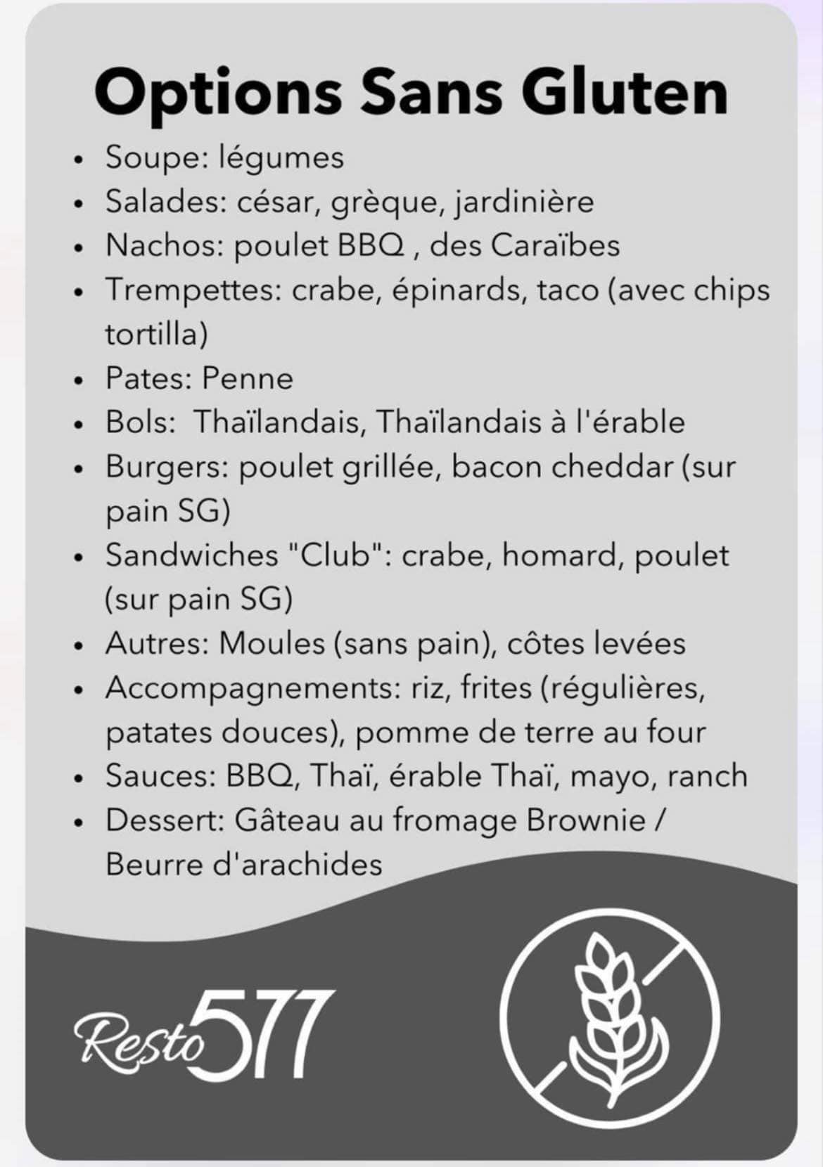 Resto 577 Menu - Westmorland Country