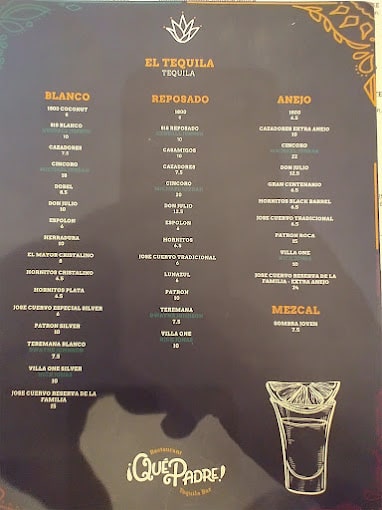 Qué Padre - Fredericton Restaurant Menu