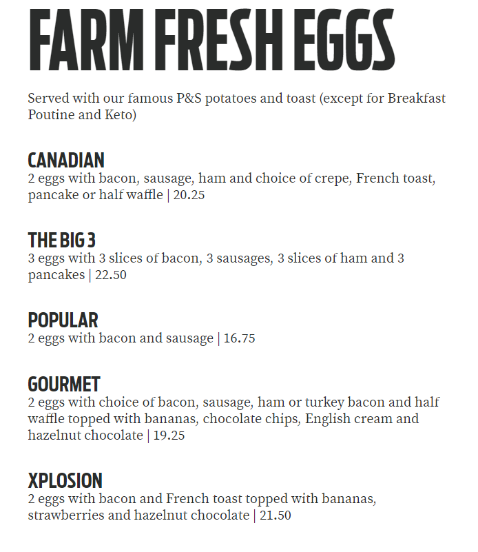 Pür & Simple Restaurant Menu - Edmundston