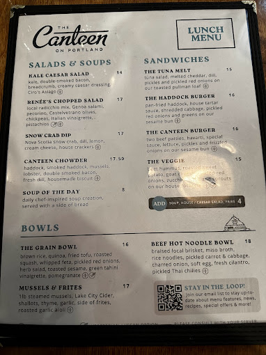 The Canteen on Portland Menu - Dartmouth